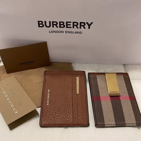 Burberry House Check and Leather Money Clip Card Case - Picture 4 of 14